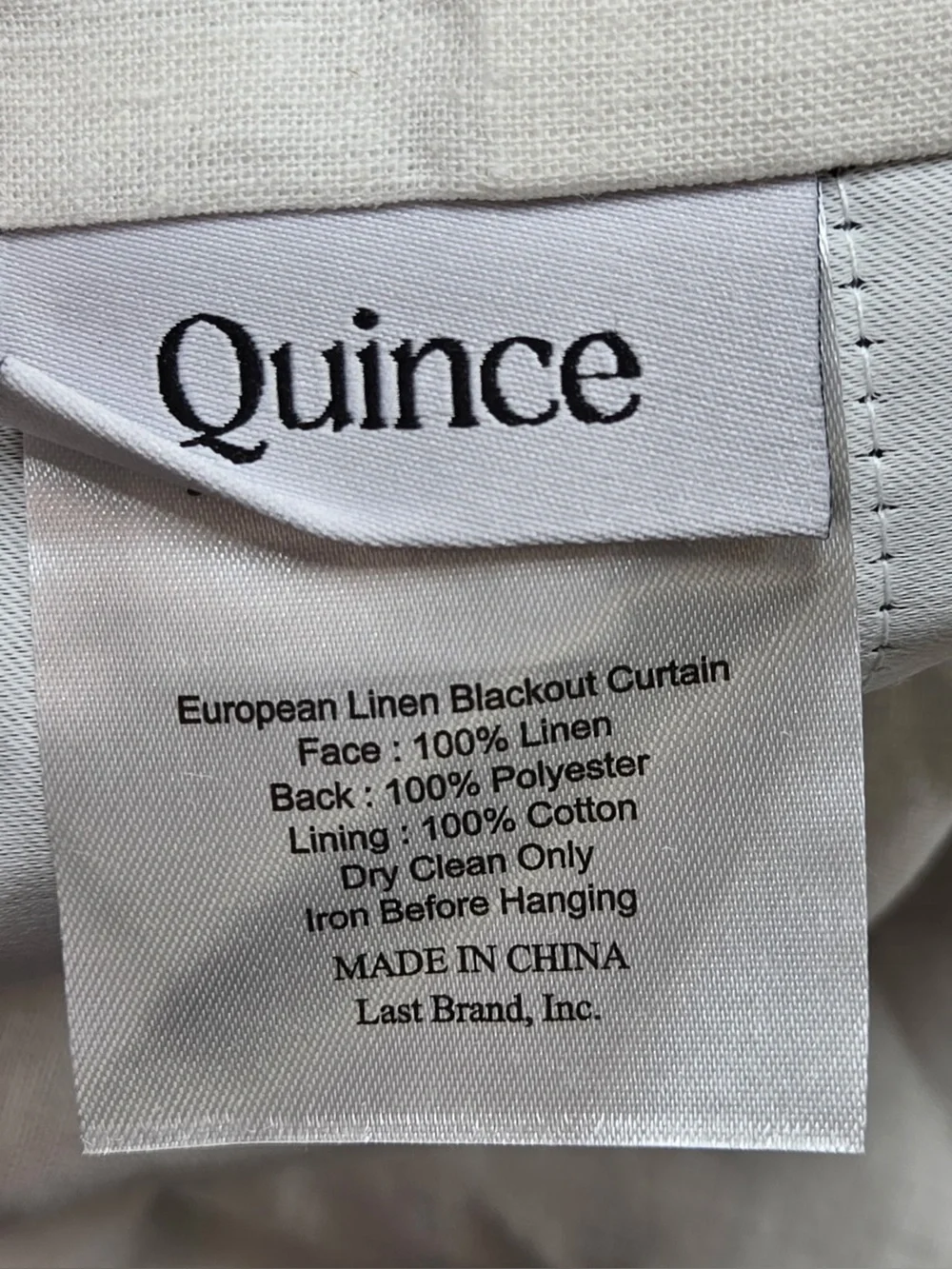 QUINCE Set Of 2 48x96 European Linen True Blackout Curtains White 0461